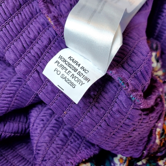 NWT Band of the Free Agathe Purple Floral Smocked Top Sz M - Picture 6 of 11